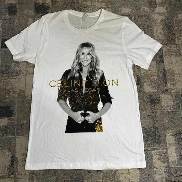 CELINE DION Las Vegas T-Shirt Colosseum Caesars Palace Medium White Tee Shirt - Picture 1 of 7